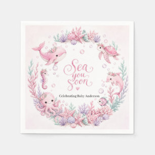Sea You Soon Pink Under the Sea Baby Shower Person Napkins