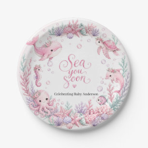 Sea You Soon Pink Under the Sea Baby Shower Person Paper Plates