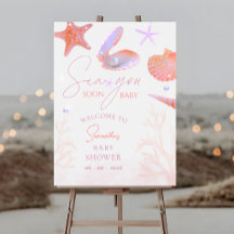 Sea you soon purple coral aesthetic Welcome Sign