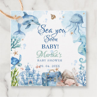 Sea You Soon Seashell Baby Shower Favor Tags