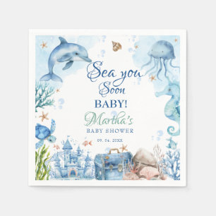 Sea You Soon Seashell Baby Shower Napkins