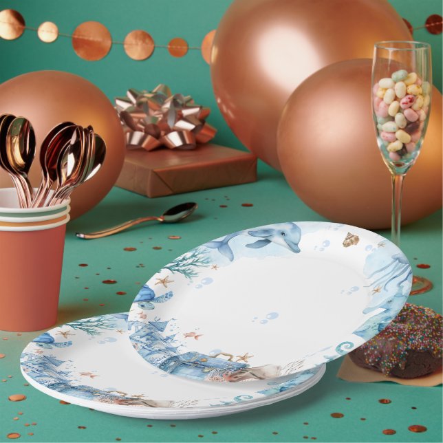 Sea You Soon Seashell Baby Shower Paper Plates (Multi)