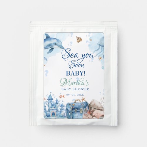 Sea You Soon Seashell Baby Shower Tea Bag Drink Mix