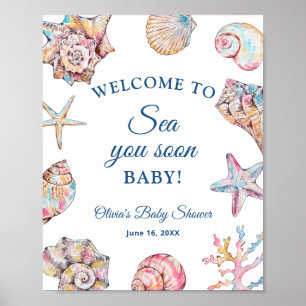 Sea You Soon Seashell Baby Shower Welcome  Poster