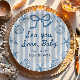 Sea You Soon Seashell Coastal Baby Shower  Paper Plates