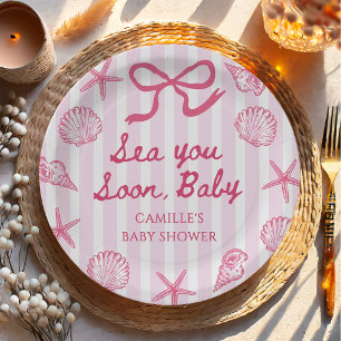 Sea You Soon Seashell Coastal Baby Shower  Paper Plates