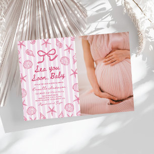 Sea You Soon Seashell Coastal Baby Shower Photo Invitation