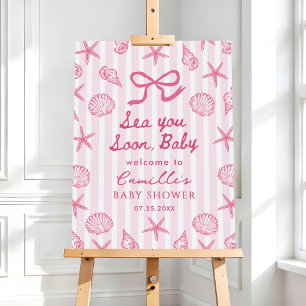 Sea You Soon Seashell Coastal Baby Shower Welcome Foam Board