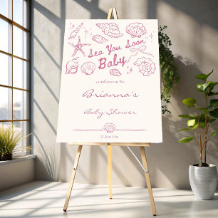 Sea you soon seashells baby shower welcome sign