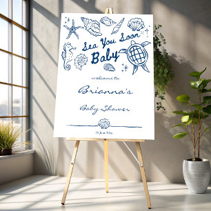 Sea you soon seashells baby shower welcome sign
