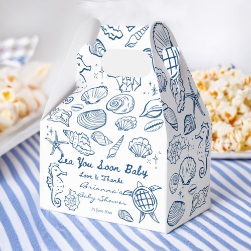 Sea you soon seashells beach boy baby shower favor boxes