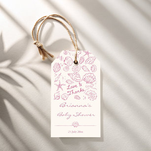 Sea you soon seashells girls baby shower favor gift tags