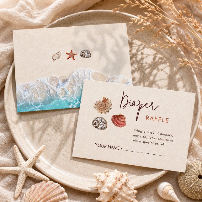 Sea you soon seashells sand diaper raffle  enclosure card (Creator Uploaded)