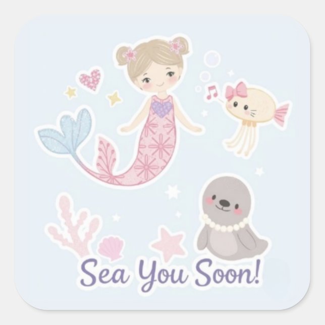 Sea You Soon Square Sticker (Front)