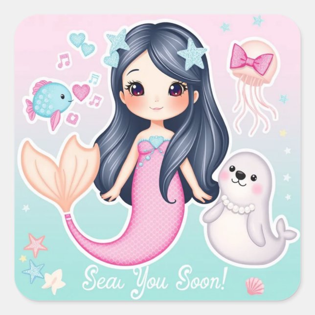 Sea You Soon Square Sticker (Front)