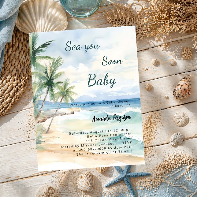 Sea you Soon tropical beach Baby Shower invitation (Creator Uploaded)