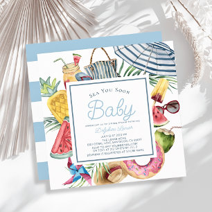 Sea You Soon Tropical Beach Gear Boy Baby Shower Invitation