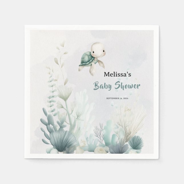 Sea You Soon Turtle Undersea Baby Shower Napkins (Front)