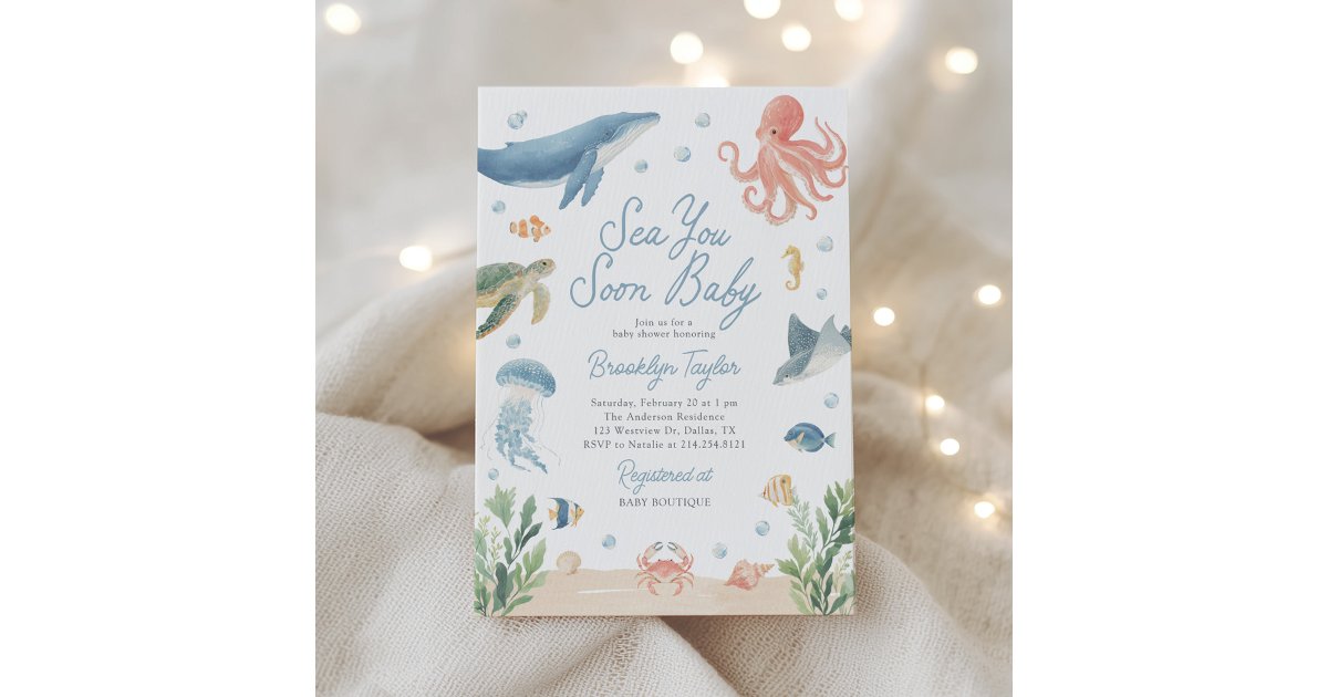 Sea You Soon Under the Sea Baby Shower Invitation | Zazzle