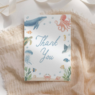 Sea You Soon Under the Sea Baby Shower Letterpress Thank You Card