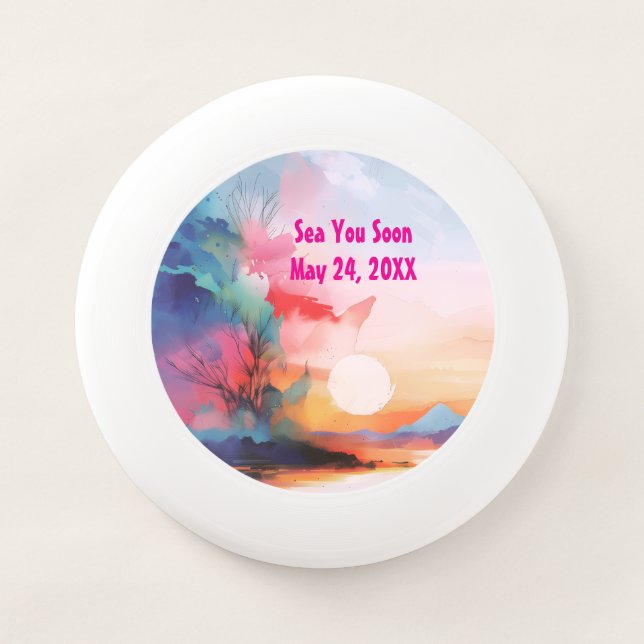 Sea You Soon Watercolor Beach Themed Wham-O Frisbee (Front)