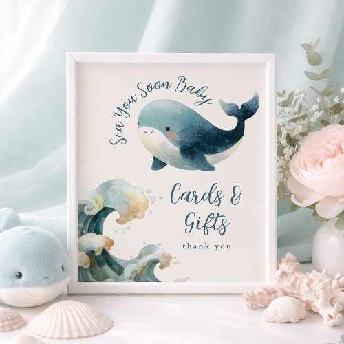 Sea You Soon Whale Cards Gifts Baby Shower ivory