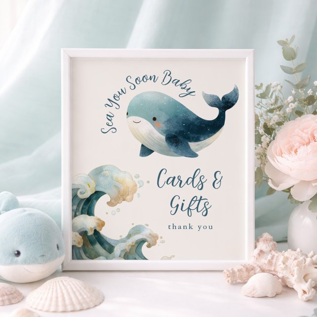 Sea You Soon Whale Cards Gifts Baby Shower ivory Poster (Creator Uploaded)