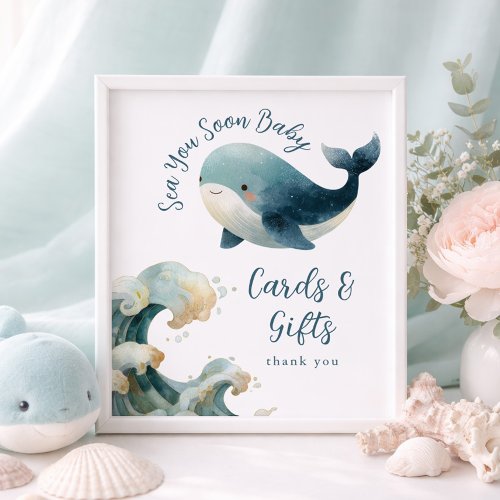 Sea You Soon Whale Cards Gifts Baby Shower Sign