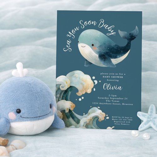 Sea You Soon Whale Ocean Turquoise Baby Shower