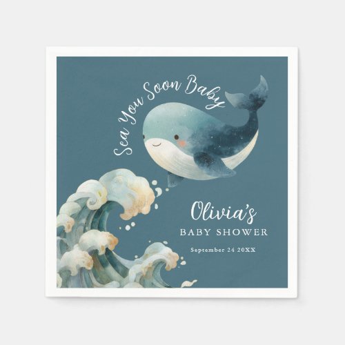Sea You Soon Whale Ocean Turquoise Baby Shower