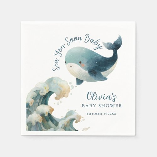 Sea You Soon Whale Ocean White Baby Shower