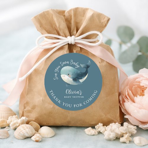Sea You Soon Whale Turquoise Thank You Baby Shower