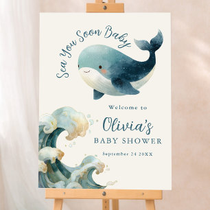 Sea You Soon Whale Waves Ivory Baby Shower Foam Board