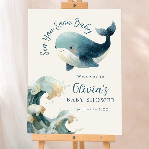 Sea You Soon Whale Waves Ivory Baby Shower