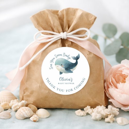 Sea You Soon Whale White Thank You Baby Shower