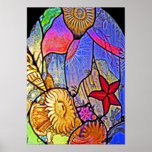 Seabed / Ocean Floor on Stained Glass Poster