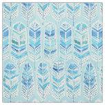 SEABIRD Aqua Beachy Watercolor Boho Feathers Fabric