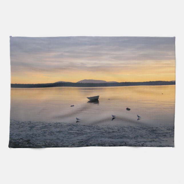 Seabirds and Boat Kitchen Towel (Horizontal)