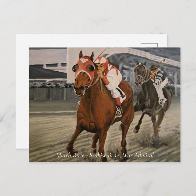 Seabiscuit vs War Admiral Horse Race Postcard (Front/Back)