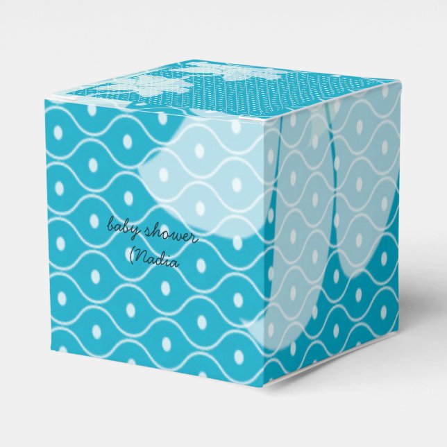 seablue white flower simple elegant favor boxes (Front Side)