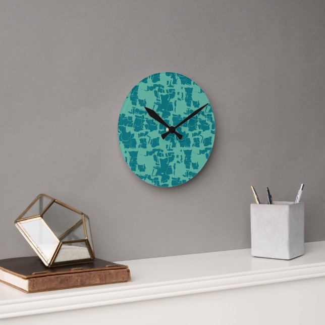 Seabolt Blue Abstract  Round Clock (Office)