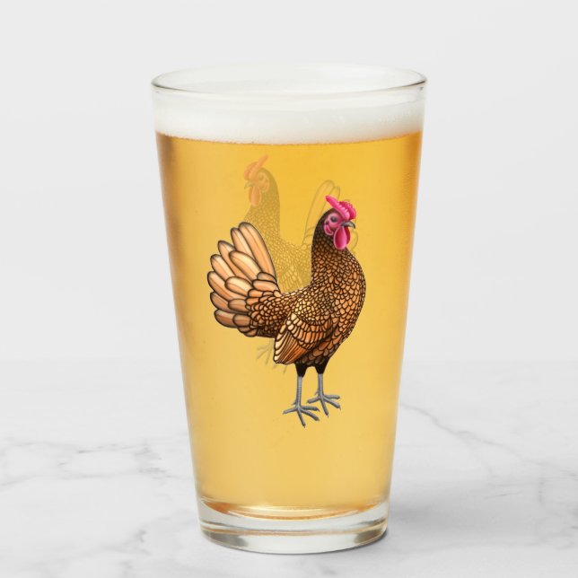 Seabright Bantam Chicken Glass Tumbler (Front Filled)