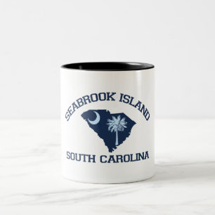 Seabrook Island "Map" Design Two-Tone Coffee Mug