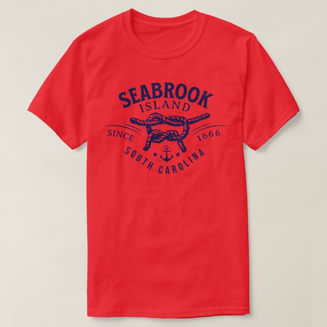 Seabrook Island SC Rope Knot Summertime Vacations T-Shirt (Design Front)