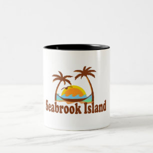 Seabrook Island "Sun and Palm Trees" Design Two-Tone Coffee Mug