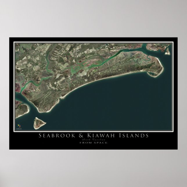 Seabrook & Kiawah Islands South Carolina Satellite Poster (Front)