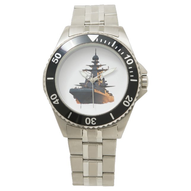 "Seafaring Majesty: Navy Ship Wrist Watch (Front)