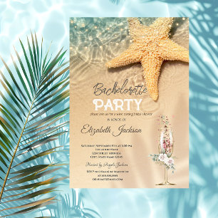 Seafish String Lights,Flowers Glass Bachelorette Invitation