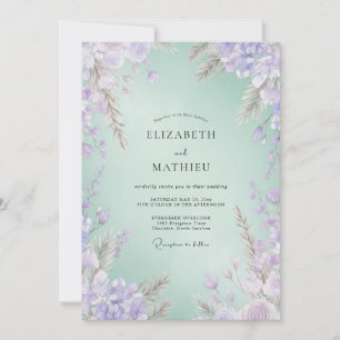 Seafoam Amethyst Wisteria Wedding Invitation
