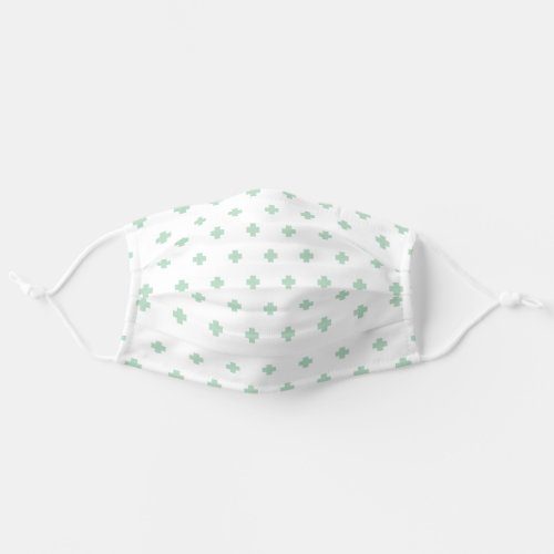 Seafoam and White Cross Pattern Adult Cloth Face Mask